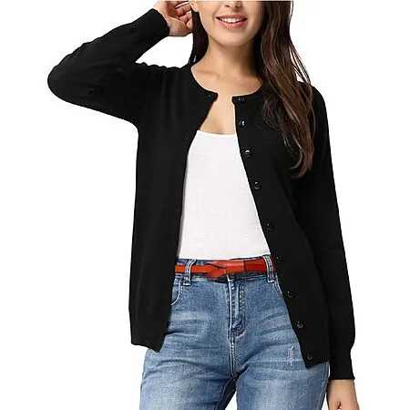 GRACE KARIN Women's Knit Cardigan Sweater (Black)