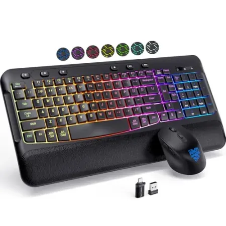 VEILZOR RGB Wireless Keyboard w/ Mouse, Wrist Rest