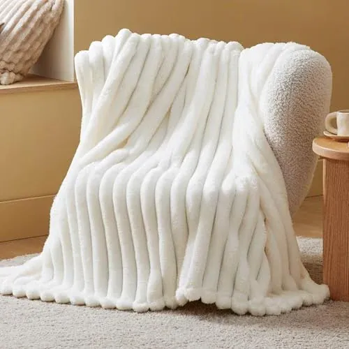 Bedsure Soft Cozy Fluffy Comfort Throw Blanket White