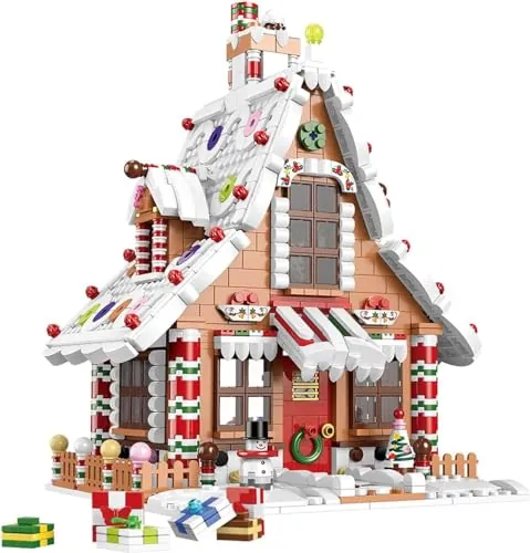 Christmas Gingerbread House Ornaments Building Set Toys with LED Light
