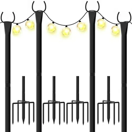 WeValor 10ft String Light Poles for Outside, 4-Pack