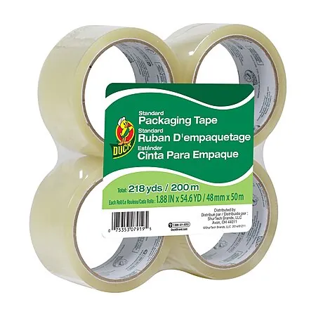 Prime Members: 4-Pk Duck Standard Packaging Tape Refill Rolls (1.88"x54.6YD)