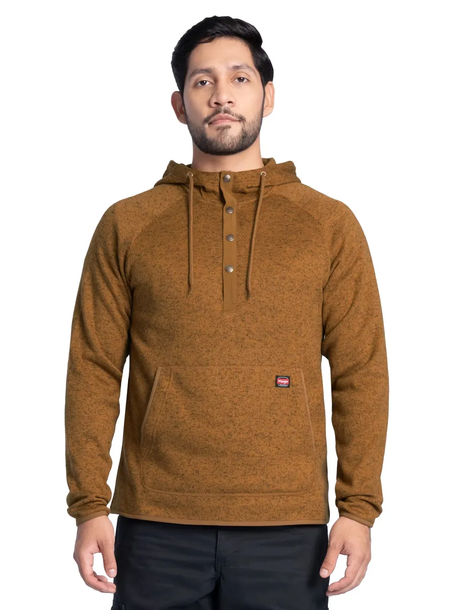 Wrangler Workwear Men's Sweater Fleece Mock Neck Hoodie
