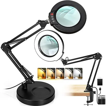 Seylae Optical Grade Glass 12X Magnifying Lamp w/ 5 Color Modes & Stepless Dimming