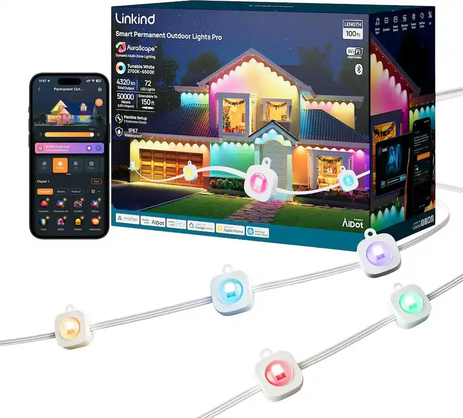 Linkind 100-Foot Smart Permanent Outdoor Lights Pro