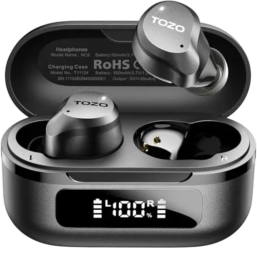 TOZO NC9 Hybrid Active Noise Cancelling Wireless Earbuds 60H