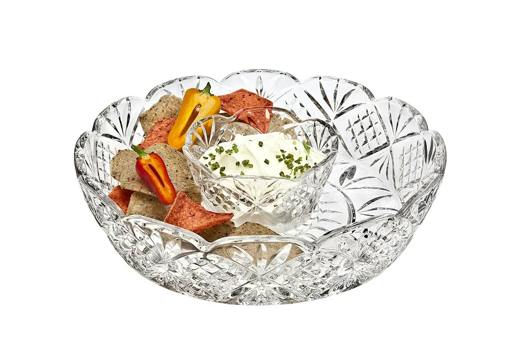 Godinger Dublin 12" Crystal Chip & Dip Server