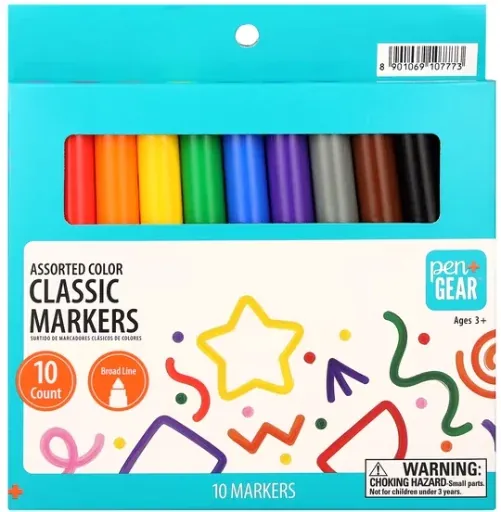 Pen+Gear Classic Markers 10-Count (Broad Line, Assorted Colors)