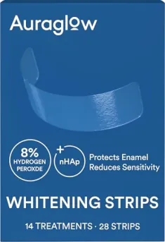 28-Count Auraglow Teeth Whitening Strips (14 Treatments)