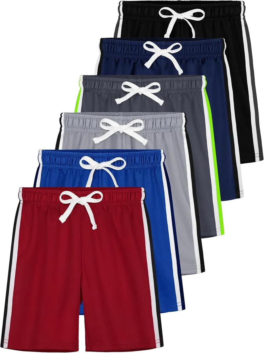 YERIOK Boys Athletic Shorts 6-Pack