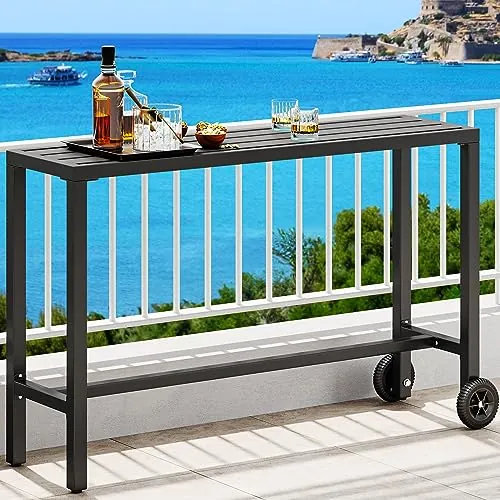 YITAHOME 55" Outdoor Bar Table with Wheels