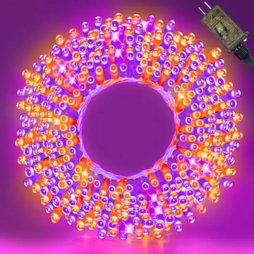 WASTROYAL 100FT Purple and Orange Halloween String Lights
