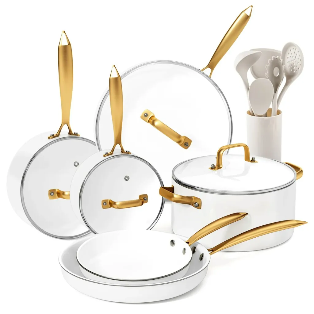 caannasweis 15-Piece Nonstick Oven-Safe Ceramic Cookware Set