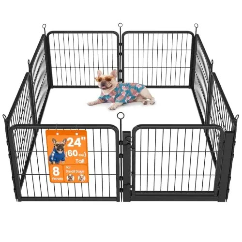 Feandrea 8-Panel Dog Playpen 55 x 55 x 24 Inch Ink Black