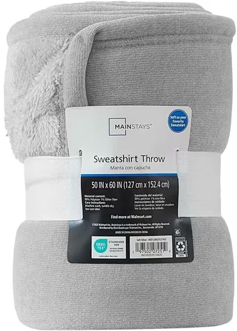 Mainstays 50" x 60" Cozy Sweatshirt Chenille Throw Blanket (4 Colors)