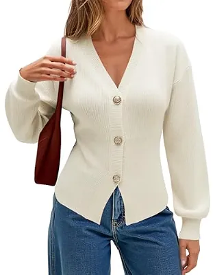 ECOWISH V Neck Belted Wrap Sweater