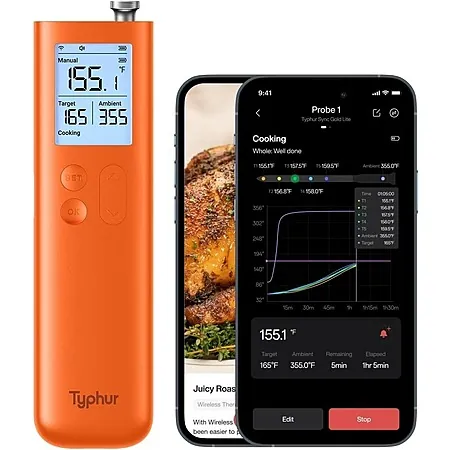 Typhur Sync Gold Lite Wireless Meat Thermometer (Orange)