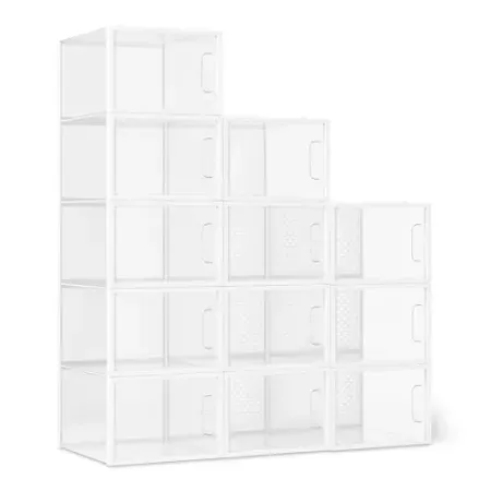 12-Pack Amazon Basics Stackable Clear Shoe Storage Organizer Box