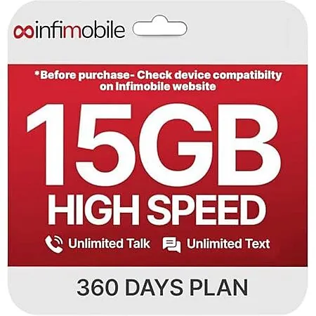 12-Month Infimobile Unlimited Talk & Text + 15GB Data / Mo. Plan