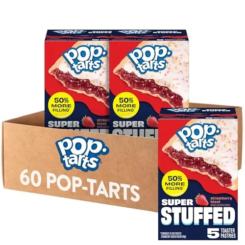 Pop-Tarts Super Stuffed Strawberry Blast Toaster Pastries 60 Count