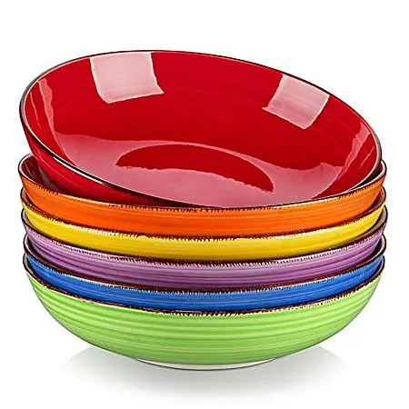 Prime Members: 6-Pc 38-Oz vancasso Bonita Shallow Ceramic Pasta Bowls