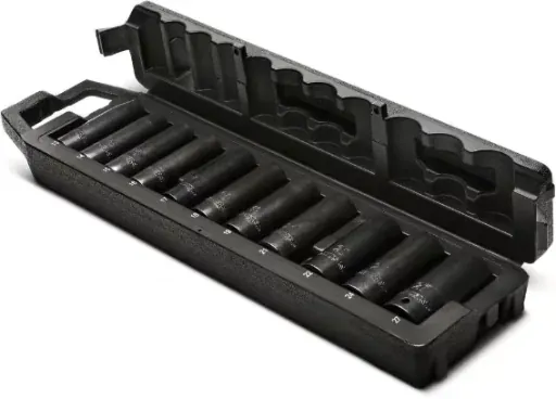 Husky 1/2 in. Drive Metric 6-Point Deep Impact Socket Set with Storage Case (11-Piece)