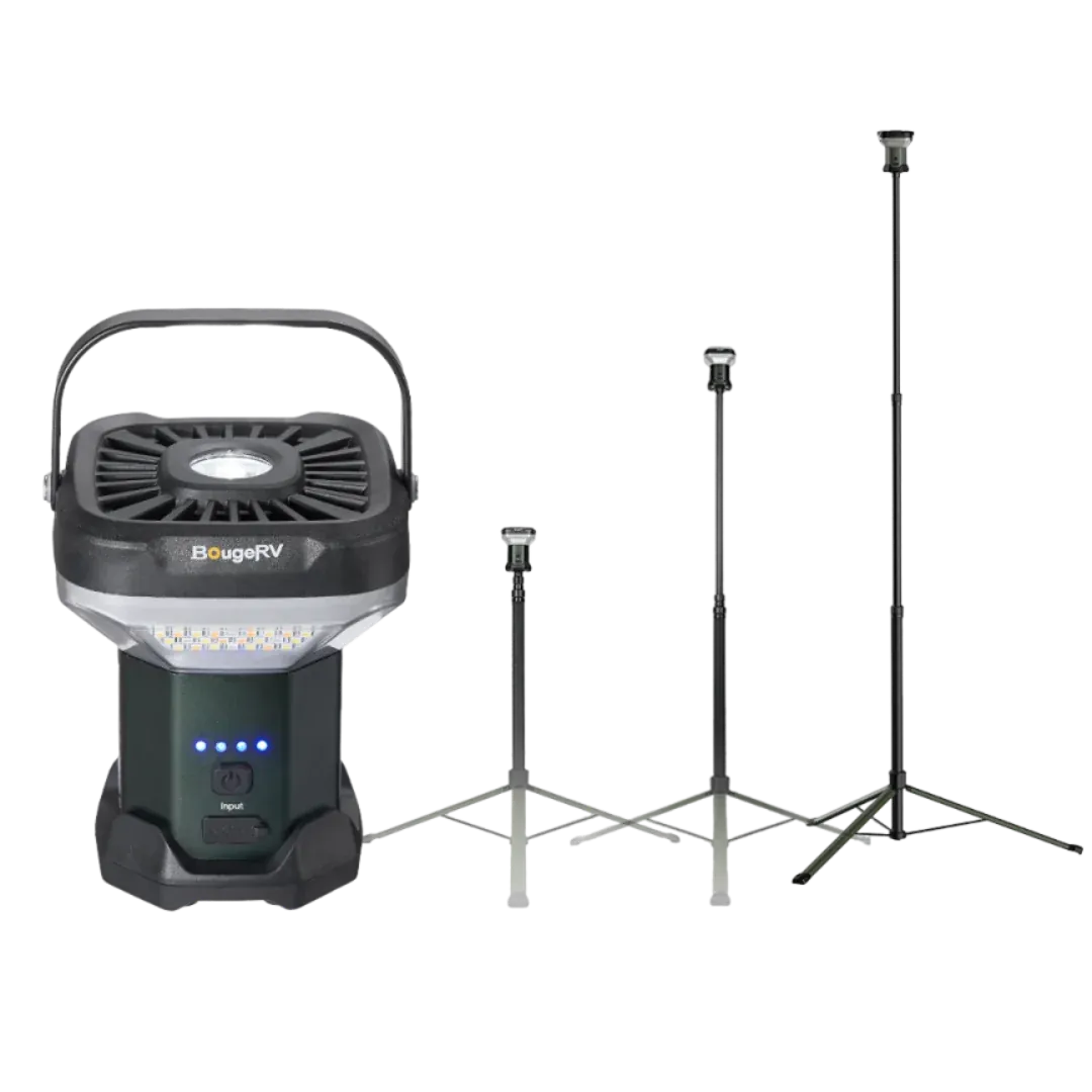 BougeRV 3200-Lumen LED 7.5' Adjustable Telescoping Camping Light w/ 59.2Wh Rechargeable Battery