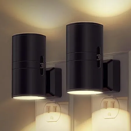 2-Pk L Lohas Dimmable Wall Plug Light Sensor LED Night Light (3000K Soft White)