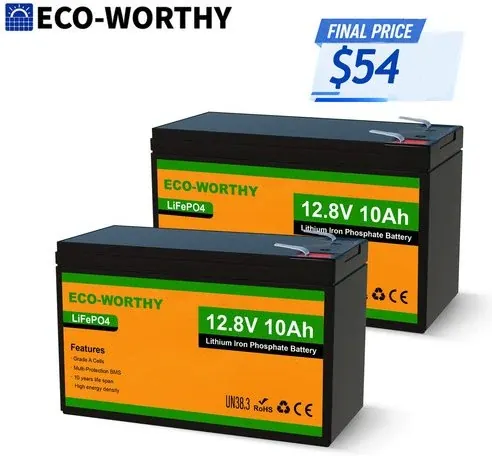 ECO-WORTHY 128Wh 12V 10Ah LiFePO4 Lithium Battery