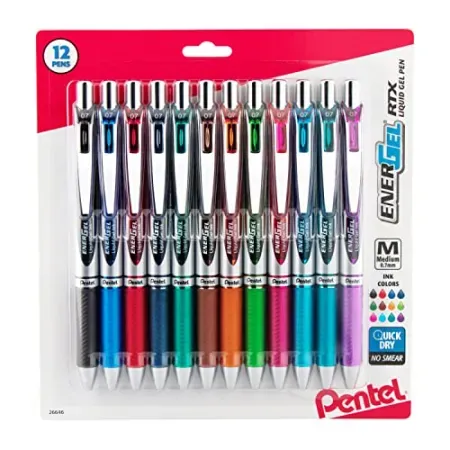 12-Pack Pentel EnerGel RTX Retractable Liquid Gel Pens