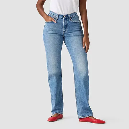 Levi's Women's 501 Curve High-Rise Straight Leg Jeans (Blue Solargenic)