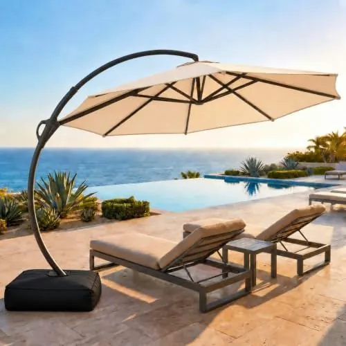 Lausaint Home 11-Foot Cantilever Patio Umbrella with Base