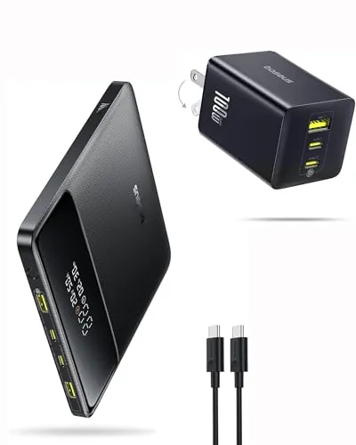 Baseus 100W USB C Charger Block 3-Port with 100W 20000mAh Portable Charger