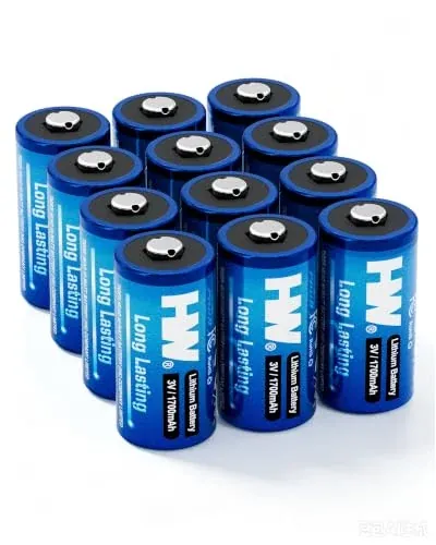 HW CR123A 3V 1700mAh High Capacity Lithium Batteries 12-Pack