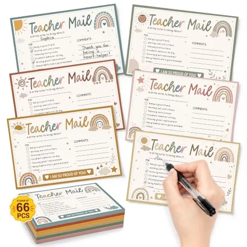 Boho Teacher Mail Notes 66-Piece Set