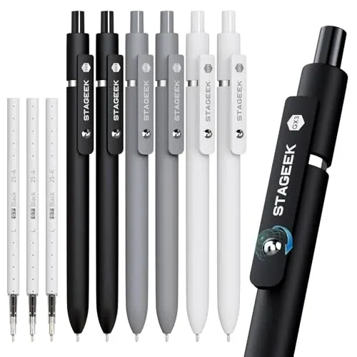 STAGEEK GX3 Black Gel Pens 6-Pack 0.7mm