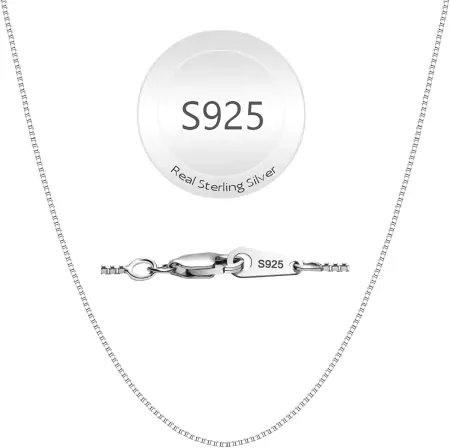 Juvux 20" 925 Sterling Silver 0.8mm Dainty Box Chain Necklace