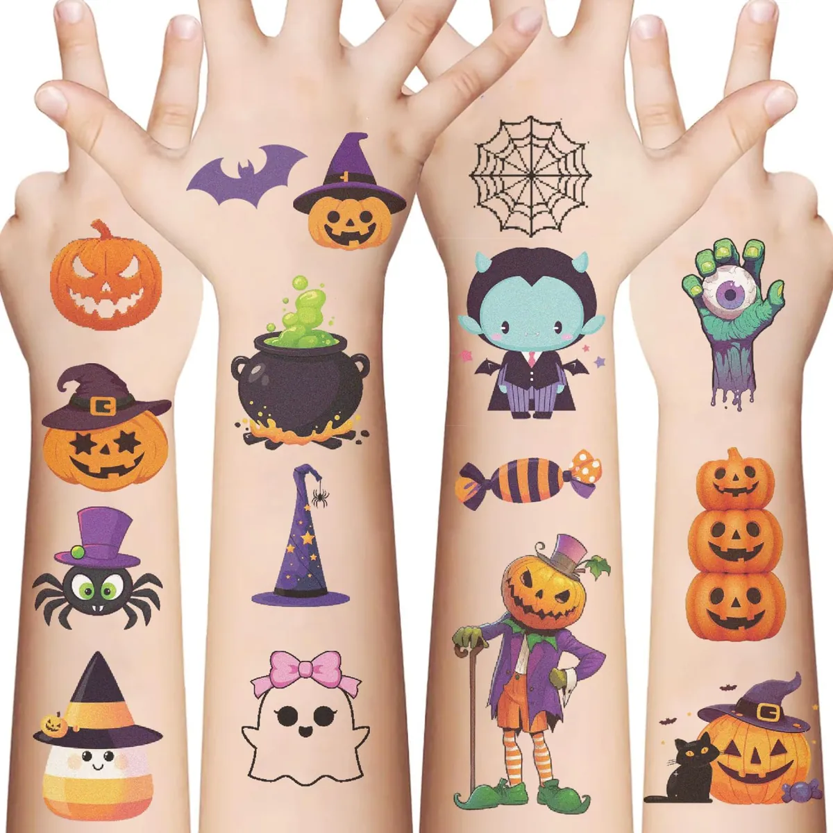 10-Sheet Glitter Halloween Temporary Tattoos