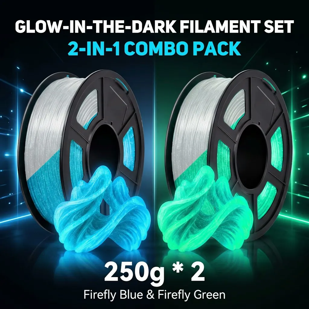 Dingsun 3D Firefly .07" Glow-in-the-Dark PLA 3D Printer Filament 2-Pack