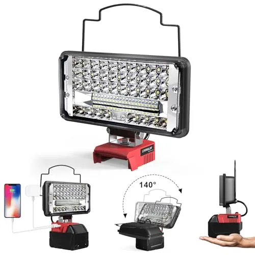 LIVOWALNY 14800LM LED Work Light for Milwaukee M18 Batteries