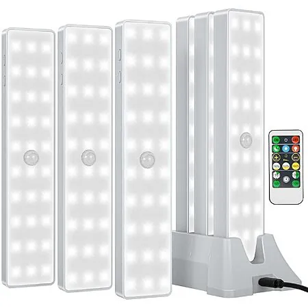 6-Pk Racokky Motion Sensor Under Cabinet Lights w/ Remote & Charging Station