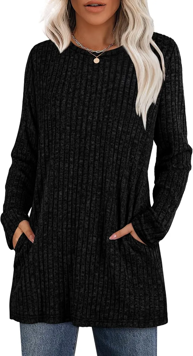 XIEERDUO Women’s Long Sleeve Crewneck Tunic Tops