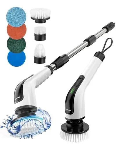 Bomves Cordless Electric Spin Scrubber w/ 8 Brush Heads