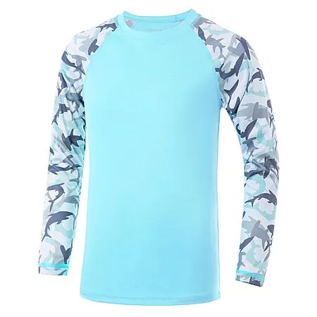 DRONIRING Boys UPF 50+ Long Sleeve Rash Guard UV Sun Protection Swim Shirt