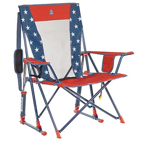GCI Outdoor Comfort Pro Rocker Foldable Rocking Camp Chair w/ Mesh Backrest