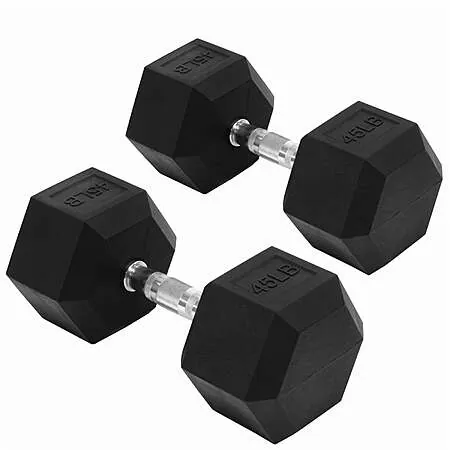 45-lb Flexwave Rubber Hex Dumbbells (Pair)
