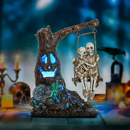 Smadeer Halloween Skull Statue w/ Color-Changing LED