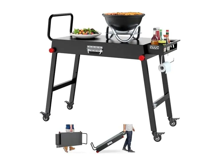 NUUK FT100 Outdoor Foldable BBQ Grill Cart Table - Black