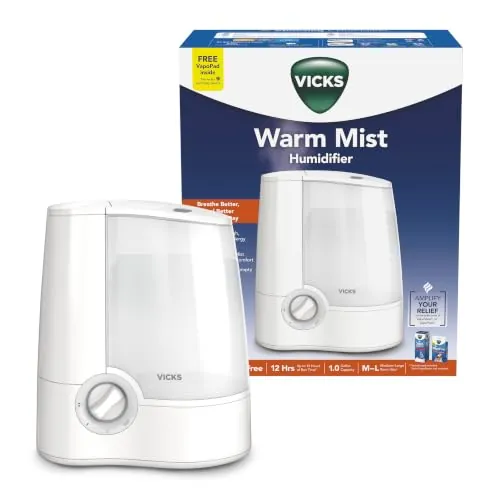 Vicks Warm Mist Humidifier for Medium to Large Rooms, 1 Gal Tank