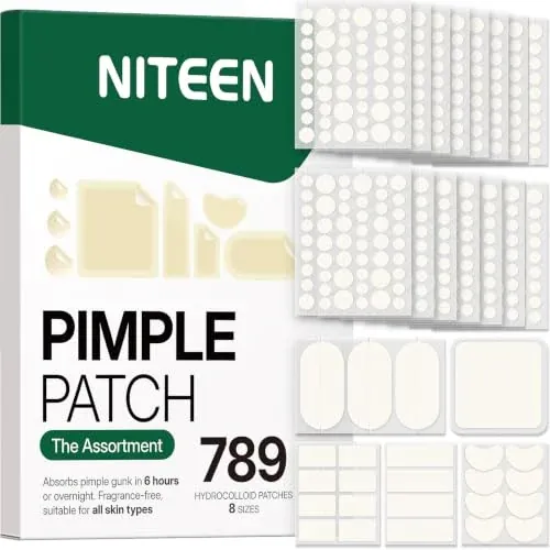 NITEEN Hydrocolloid Pimple Patches Variety Pack, 789-Count (8 Sizes)
